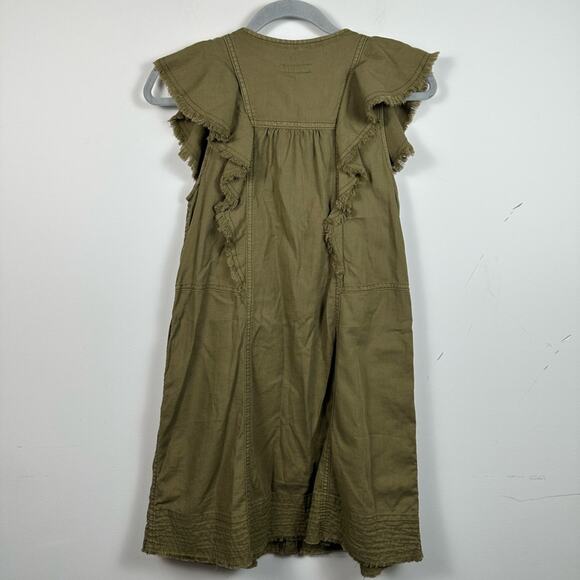 Anthropologie Pilcro Flutter-Sleeve Buttondown Tunic Dress Green Size XS EUC - Picture 6 of 8